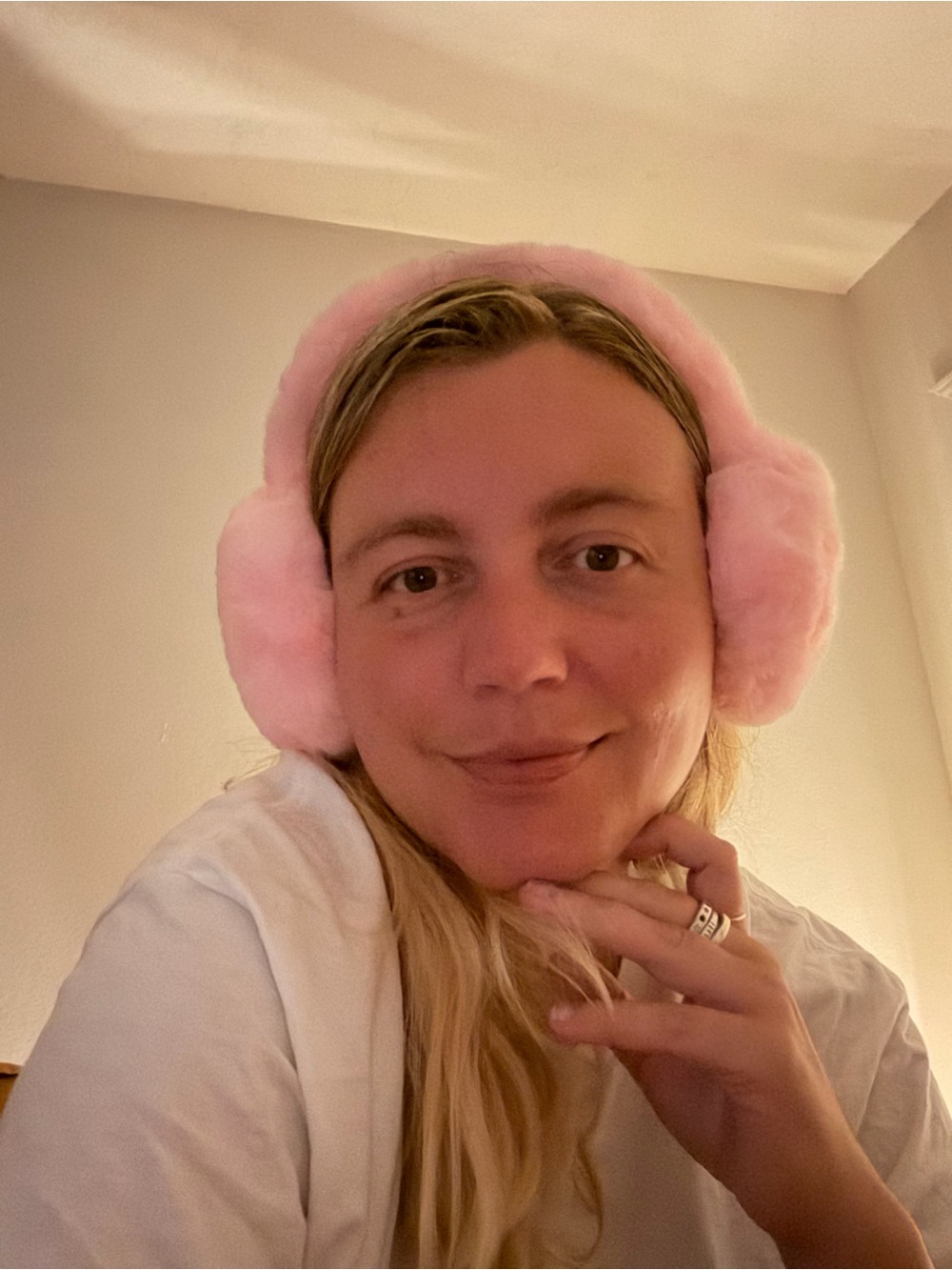 Pink Fuzzy Earmuffs  - Plush Winter